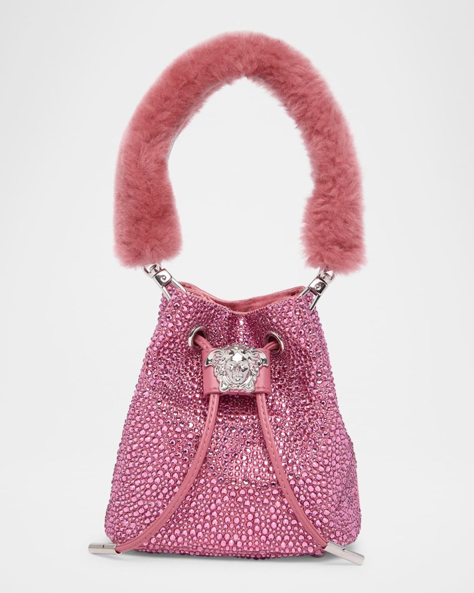 La Medusa Embellished Faux Fur Bucket Bag